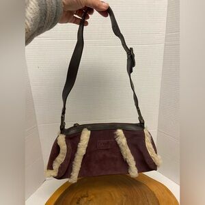 UGG Plum Leather Sherpa Shoulder Bag